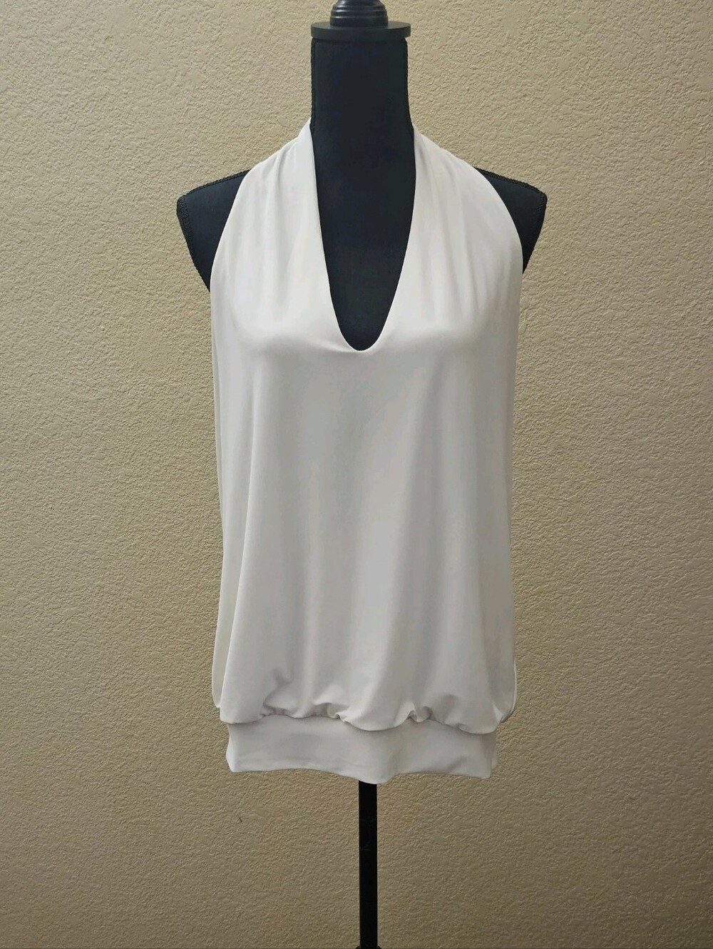 Express Ivory Halter Tank Top with V-Neck